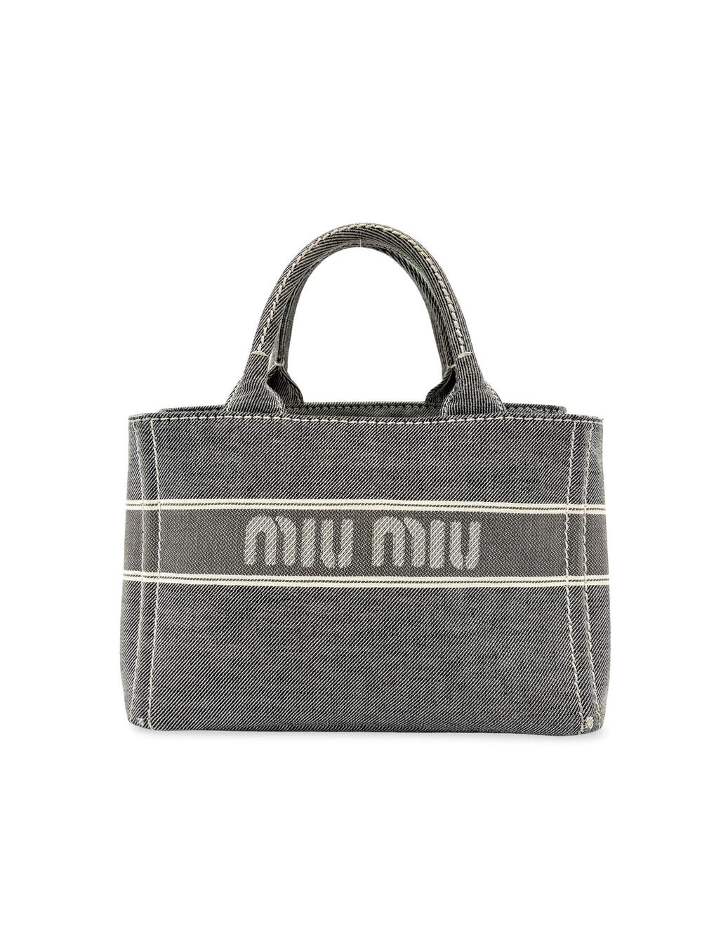 Fapis Miu Logo Print Denim Tote Bag #352250F58B